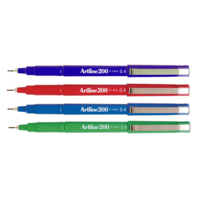Artline Pens 4 Piece Artline 200 0.4mm COLOUR EVERYDAY EK-200CC/4B