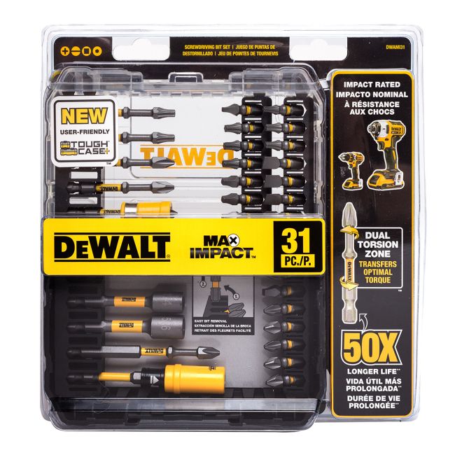 DeWALT Impact Bit Set 1/4Ã¢â‚¬Â³ Hex Drive MAX with Dual Torsion Zone DWAMI31