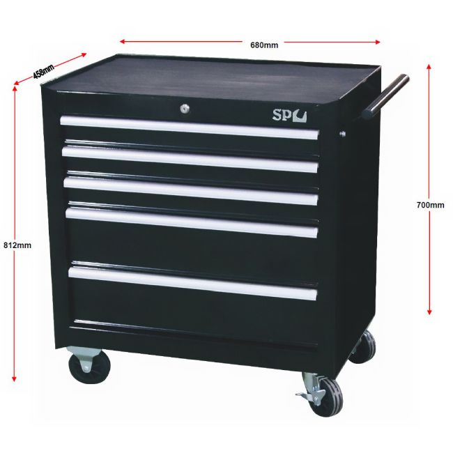 SP Tools Roller Cabinet 5 Drawers Ball Bearing Draw Slides SP40111