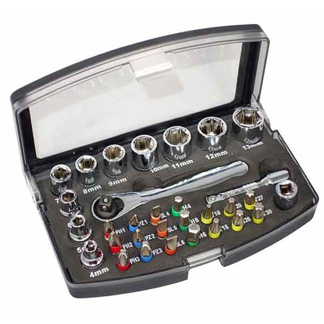 Tool King Socket And Bit Set 31 Piece Chrome Vanadium SSET31