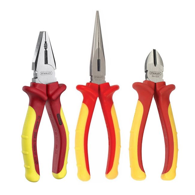 Stanley 84-011 Pliers Set 3 Piece Long Nose Cutter Combination With Plastic Case 84-011
