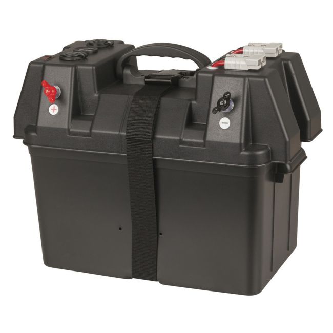 Powertech Battery Box with Voltmeter & Dual USB Charger & Dual Anderson Plug HB8504