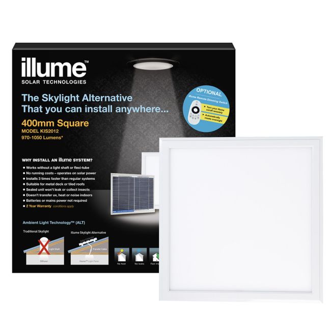 Illume Skylight Alternative 400mm Square Roof Solar Recessed KIS2012
