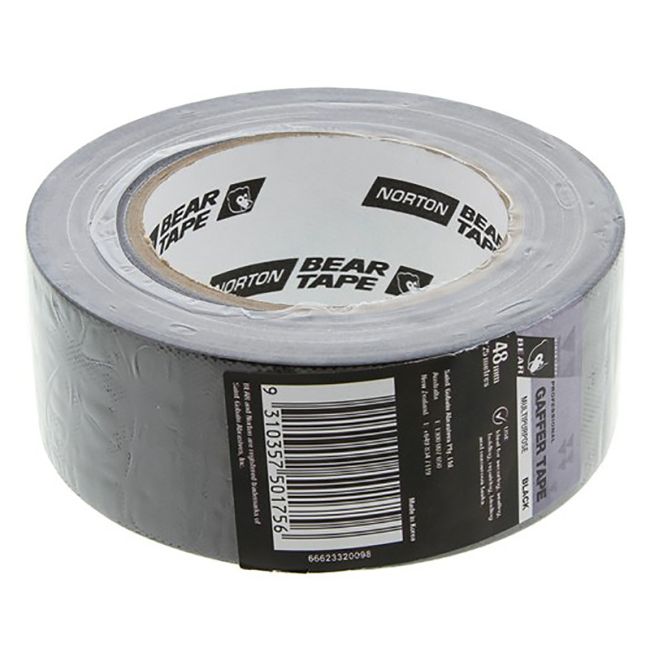 Bear Gaffer Tape 48mm x 25m Multipurpose BLACK Norton 66623320098