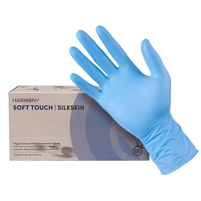 Harmony SilkSkin Nitrile Gloves 100 Pc X-LARGE Finger Textured Examination Soft Touch