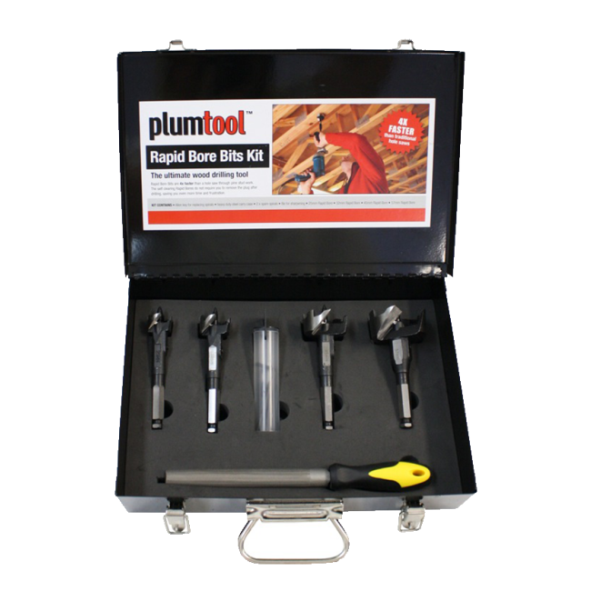 Plumtool Rapid Bore Kit Contains 25MM 32MM 45MM 57MM PTRB985