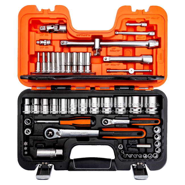 Bahco 56PC 1/4 & 1/2" DR Metric Socket Set S560