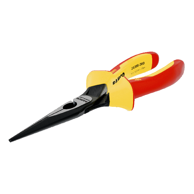 Bahco Pliers, snipe nose radio, straight tips, 200mm, insulated to 1000V 2430 S-200