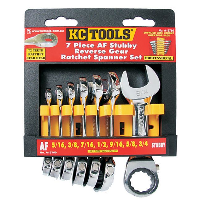 KC TOOLS 7 Piece SAE/AF Ratchet Spanner Set A13760