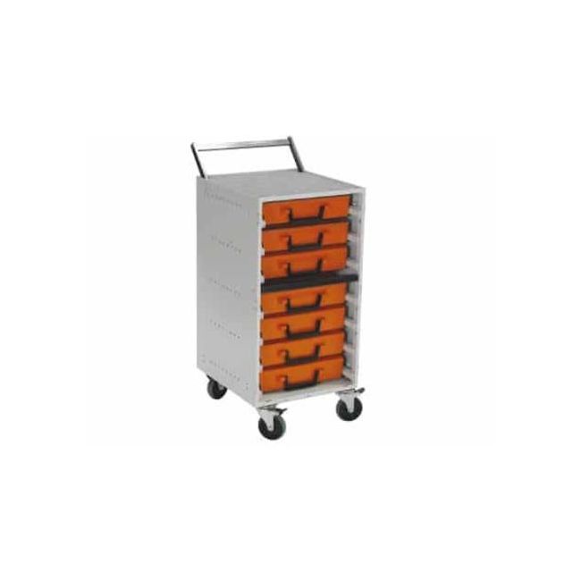Wattmaster Rolacase Enclosed Mobile 7 Drawer Frame Complete With 7 WATRC001 Orange Cases WATRCSK7M/C