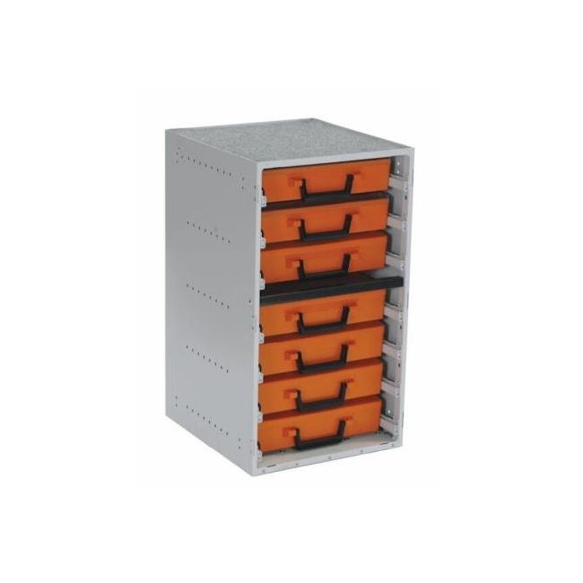 Wattmaster Rolacase Enclosed 7 Drawer Frame Complete With 7 WATRC001 Orange Cases WATRCSK8/C