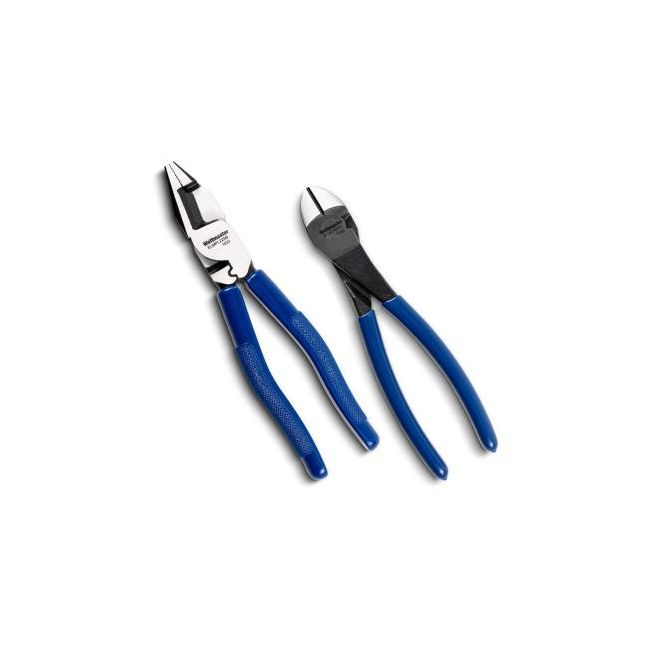 Wattmaster Linesman Pliers ELMPL225B & Cable Cutters ELMCN200B Blue Handles Twin Pack ELMPL225CN200TB