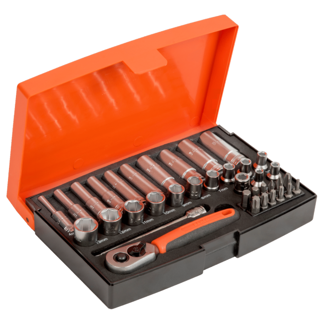 Bahco 1/4" DR Socket & Deep Socket Set SL25L