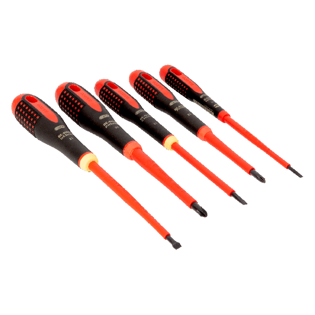 Bahco ERGO handled 5 piece 1000V Screwdriver Set BE-9881S