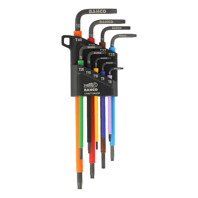 Bahco 9 Piece Long TORX Coloured L-Key Set C1997TORX/9P