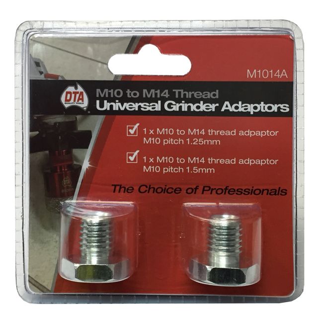 DTA Grinder Thread Adaptor M10 To M14 2 Pc 1.25mm And 1.5mm Thread Pitch M1014A