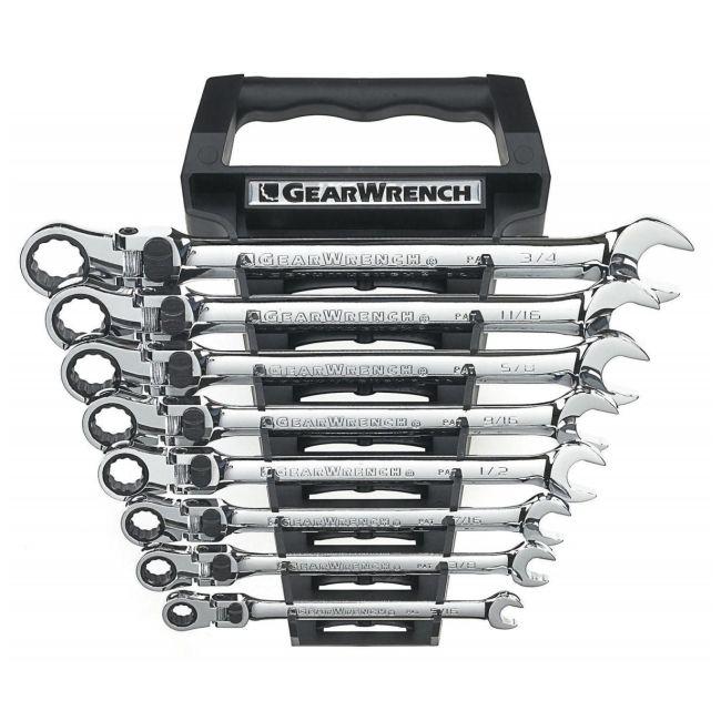 GearWrench 8 Piece XL Ratcheting Combination SAE Wrench Set 85798