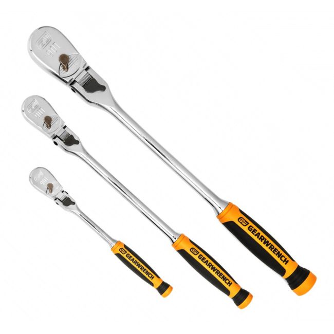 Gearwrench 3PC 1/4", 3/8" & 1/2" DR Locking Flex Head Teardrop Ratchet Set 81298T