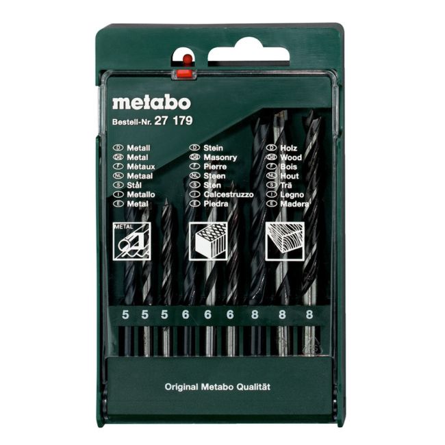 Metabo Masonry Drill Bit Set 9 Piece Assortment With Case 627179000