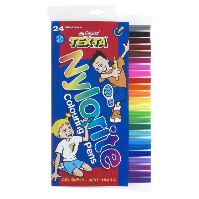 Texta Colouring Pens Nylorite 24 Colours with Plastic Wallet 0178858