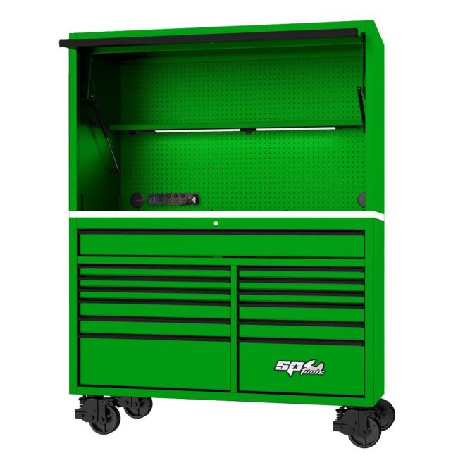 SP Tools Roller Cabinet Power Top Hutch 59" Usa Green/Black SP44740G
