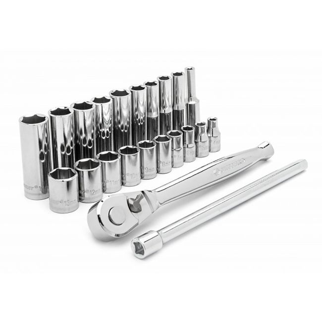 Crescent CSWS3N Socket Set 22 Piece 1/4"Dr 6 Point SAE/Metric CSWS3N