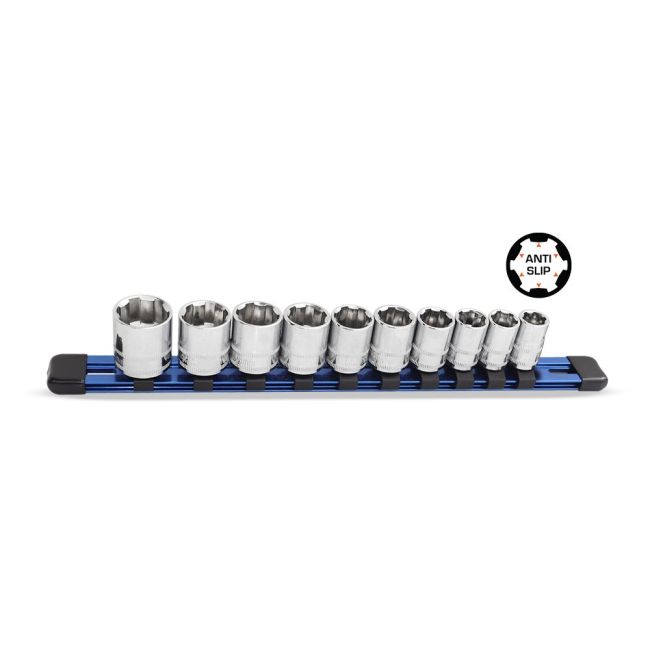 SP Tools 10PC 3/8" DR X-Treme Grip Metric Socket Rail Set SP33024 