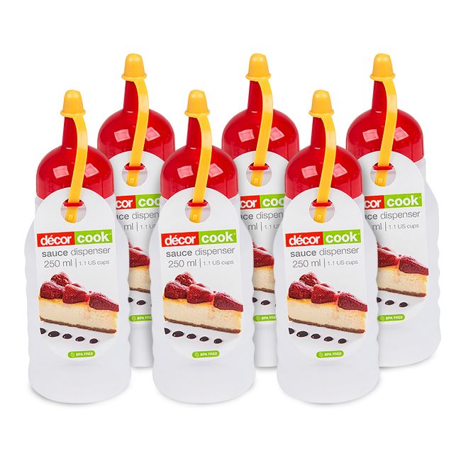 Décor 128440 Sauce Bottle 6 Pack 250ml Plastic Dispenser BPA Free 128440