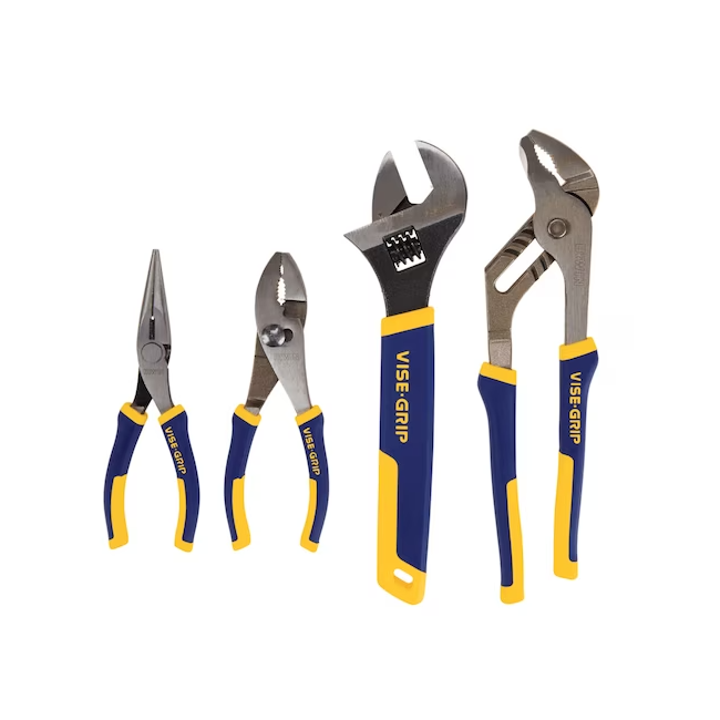 Irwin 4 Piece Pro Plier Set 2078705 – Vise Grip Long Nose, Slip Joint, Adjustable & Groove Joint Pliers