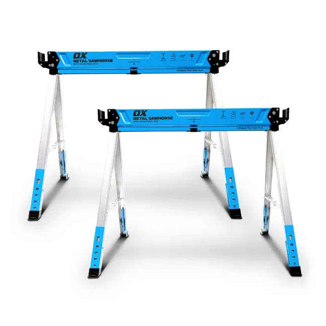 OX 800mm Pro Adjustable Metal Sawhorse 2 Pack OX-P336401