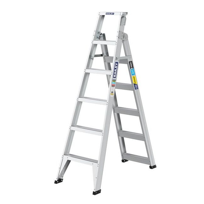 BAILEY ALUMINIUM DOUBLE SIDED LADDER 1.8/3.2M 150KG TRADE LYTE FS14022