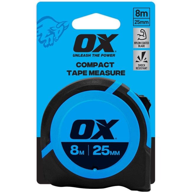 OX 8M NYLON COATED COMPACT TAPE MEASURE OX-T509308