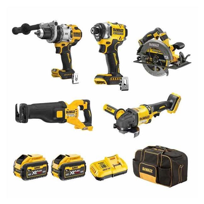 DeWALT 18V/54V Brushless 5 Piece 6.0Ah Combo Kit DCZ507T2-XE