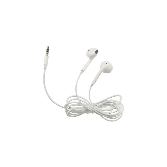 White Stereo Earphones with Micophone and Volume Control