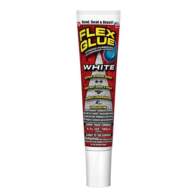FLEX GLUE Tube GFSTANR06 White 180ml Rubberized Waterproof Adhesive GFSTANR06