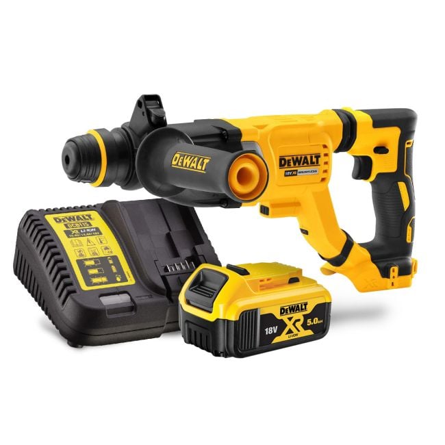 DeWALT 18V XR Li-Ion BRUSHLESS Heavy Duty In-Line 3 Mode SDS+ Rotary Hammer - 5.0Ah Kit DCH263P1-XE