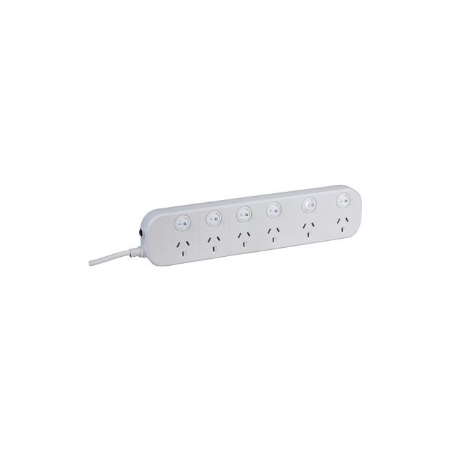 6 way Powerboard with 6 switches and Surge Overload Protection