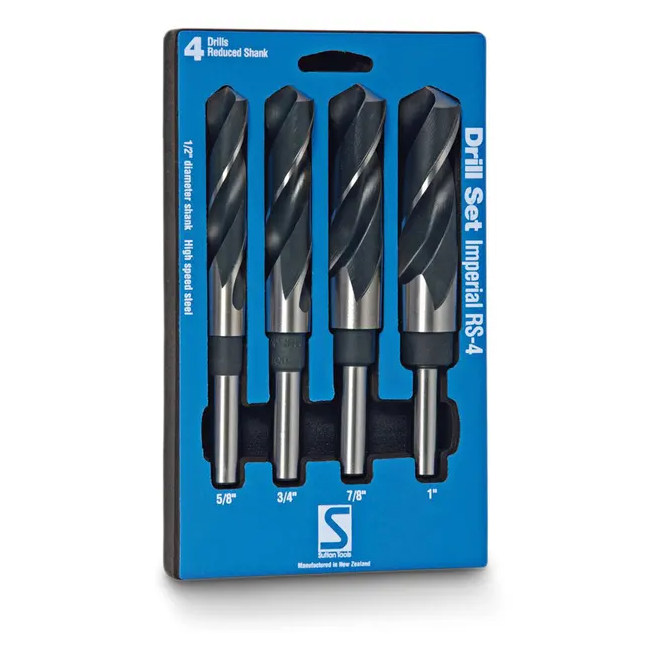 Sutton 4 Piece 5/8-1" Imperial HSS-Blue Reduced Shank Metal Drill Bit Set D188RS4