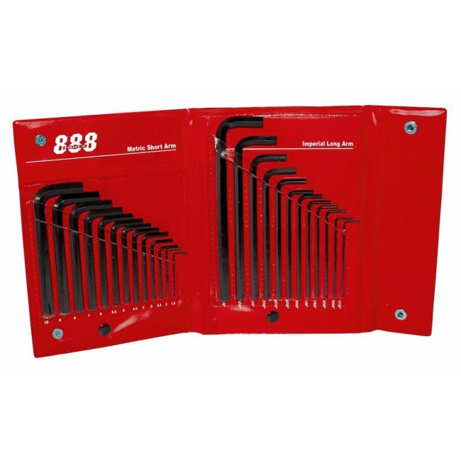 888 Tools T834541 Hex Key Set 25 Piece Metric/SAE Imperial in Wallet T834541