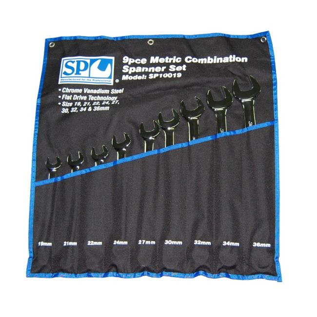 SP Tools Spanner Set 9 Piece Metric Jumbo Combination Wrench SP10019