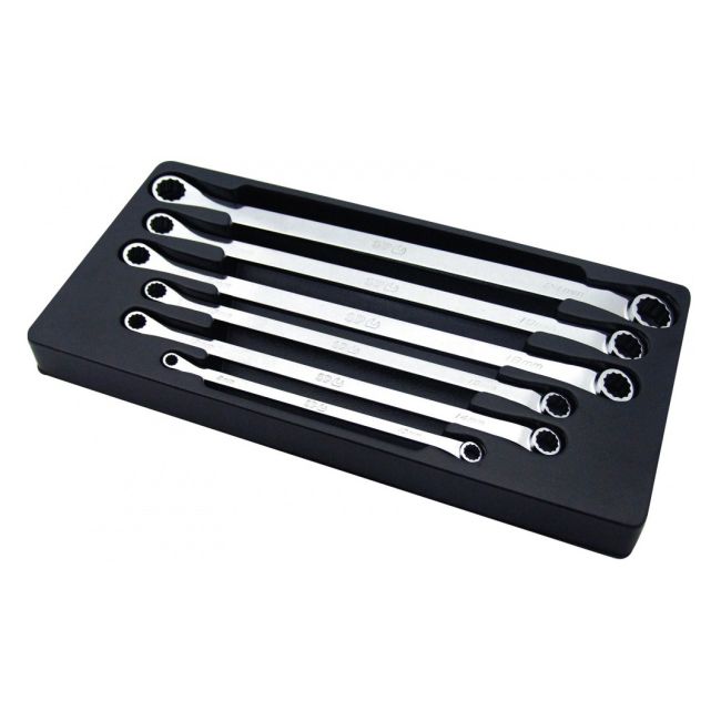 SP Tools 6PC Metric 15 Degree Offset Long Ring Spanner Set SP10236