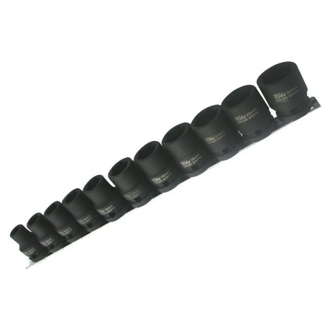 SP Tools Impact Socket Rail 11 Piece 1/2" Drive 6Pt Metric SP20350