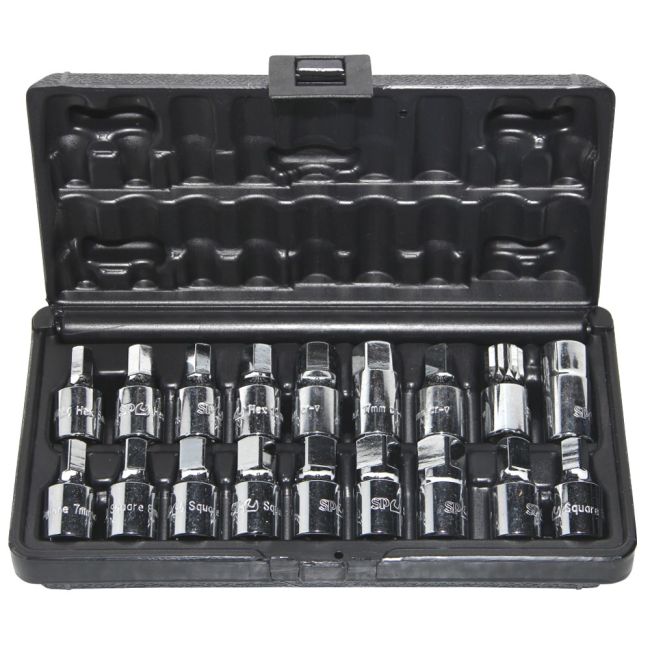 SP Tools Oil Drain Plug Key Set 18 Piece 3/8" Drive SP20215