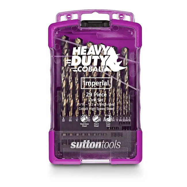 Sutton 1/16-1/2inch Imperial HSS-Cobalt Jobber Drill Bit Set - HD-COBALT - 29 Piece D109S3