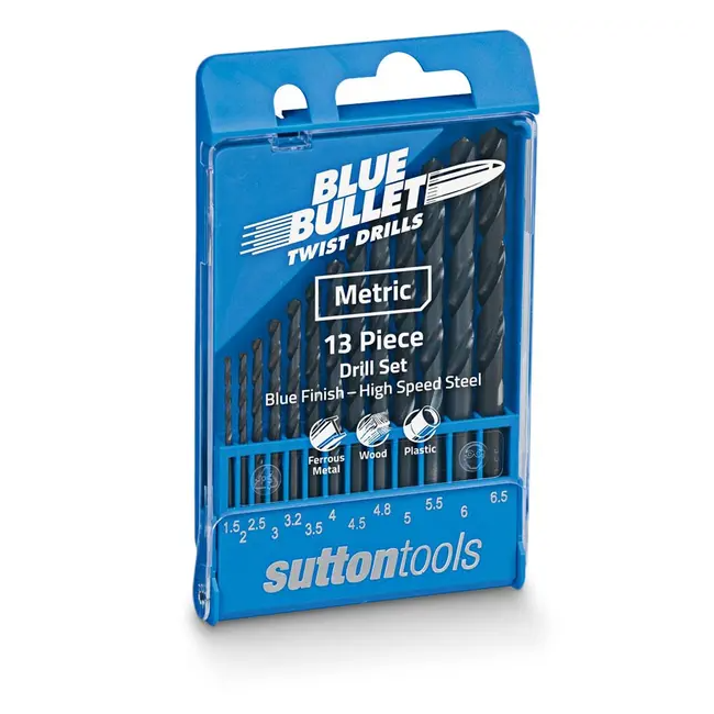 Sutton 13 Piece 1.5-6.5mm Metric HSS-Blue Jobber Drill Bit Set D102SM1