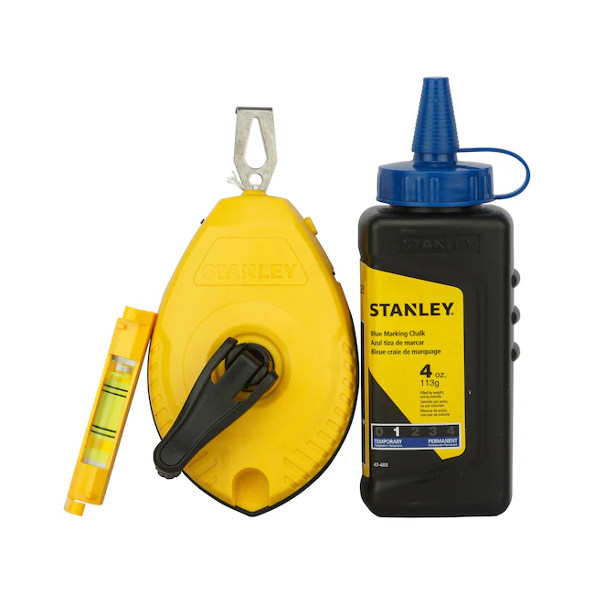 Stanley 30M Chalk Line Reel W/Blue Chalk & Level 47-443