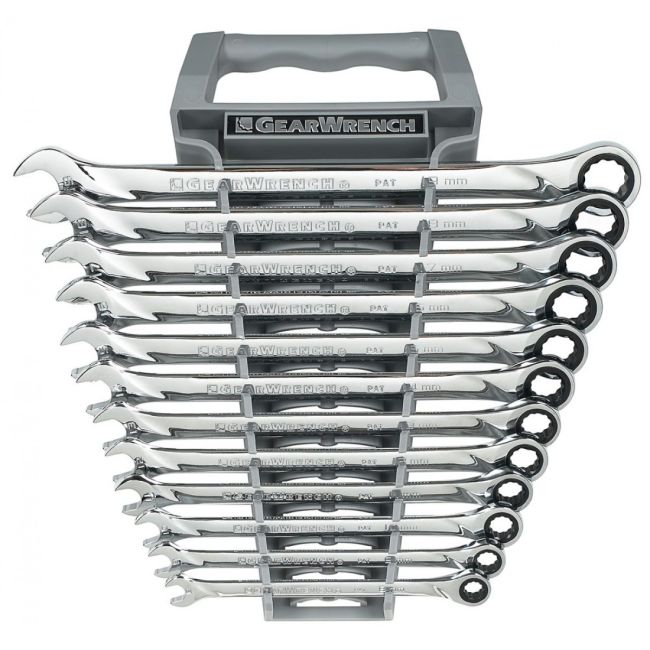 GearWrench 85098 Ratcheting Wrench Set 12 Piece 12Pt Metric XL Combination 85098