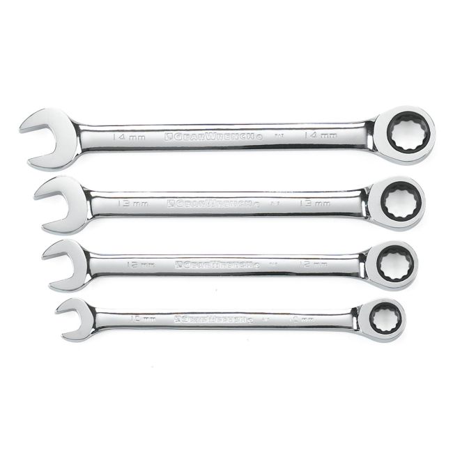 GearWrench Wrench Set 4 Piece METRIC 12 Point Combination Ratcheting 9404