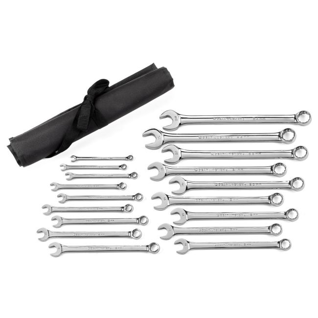GearWrench 81920 Wrench Set Combination 18 Piece 12Pt Metric Long Pattern Roll 81920