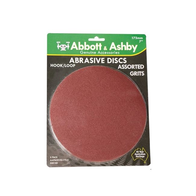 Abbott & Ashby 5PC Hook & Loop Disc & Pad Pack Various Grits AAPACKVEL175-5